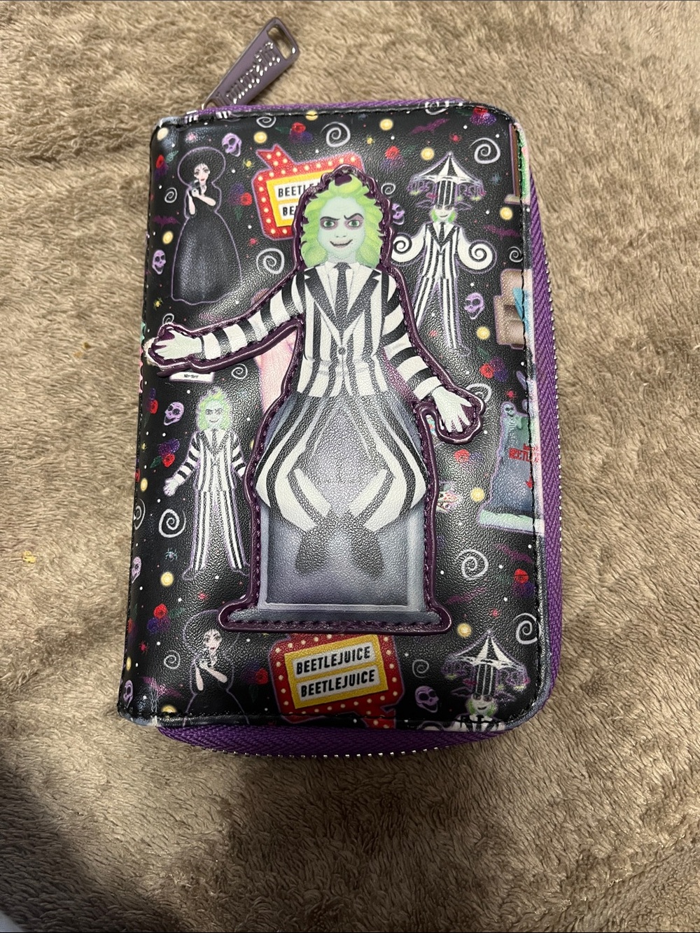 Beetlejuice Themed Black & Purple Phone Wallet Case